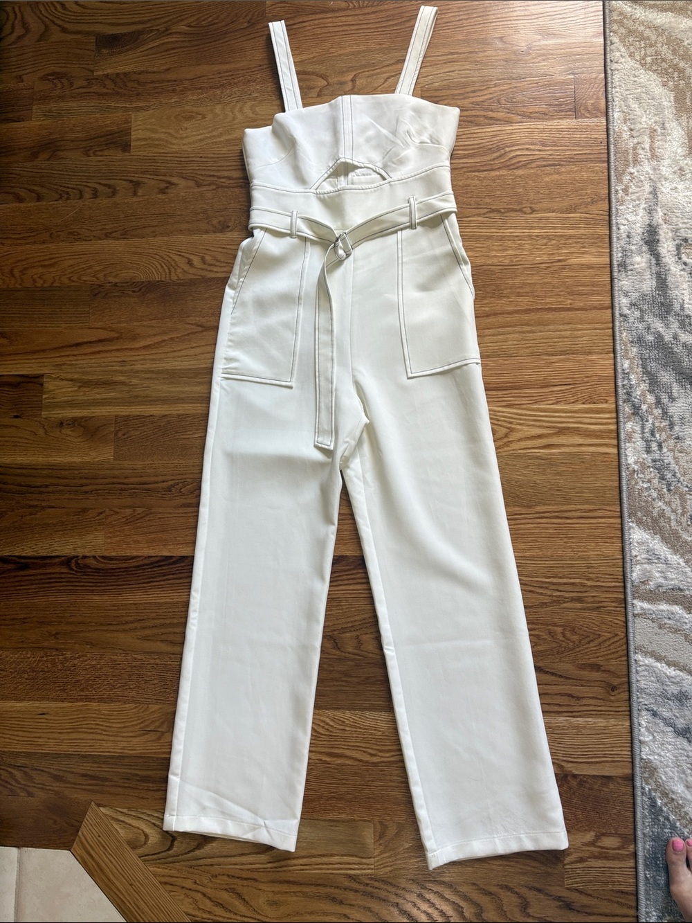 Love Culture Ivory tank Jumpsuit cut out pick a boo bodice zipped belated size M